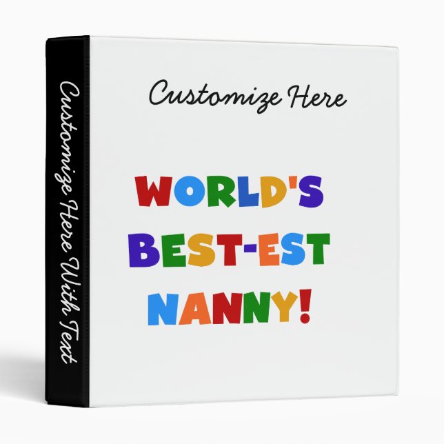 World's Best-est Nanny Bright Colours Gifts Binder (Front/Spine)
