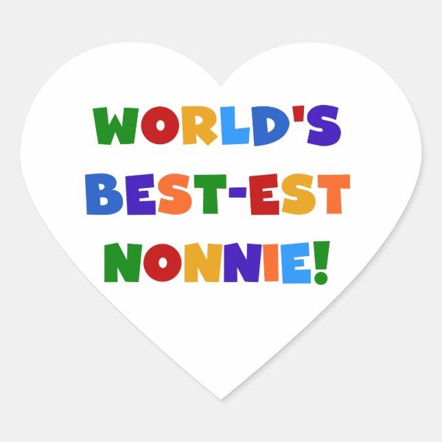 World's Best-est Nonnie Bright Colours Gifts Heart Sticker (Front)