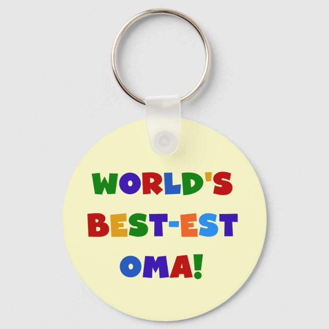 World's Best-est Oma Bright Colours Gifts Keychain (Front)