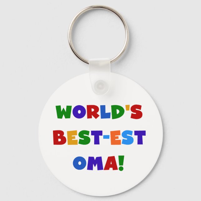 World's Best-est Oma Bright Colours Gifts Keychain (Front)