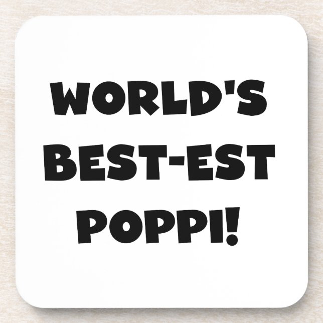 World's Best-est Poppi Black Text Gifts Coaster (Front)