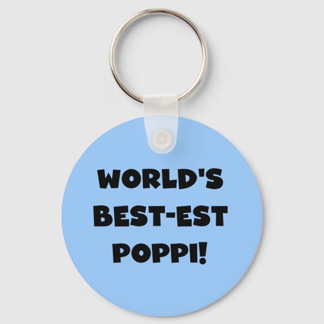 World's Best-est Poppi Black Text Gifts Keychain (Front)