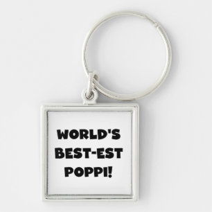World's Best-est Poppi Black Text Gifts Keychain