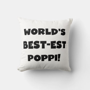 World's Best-est Poppi Black Text Gifts Throw Pillow