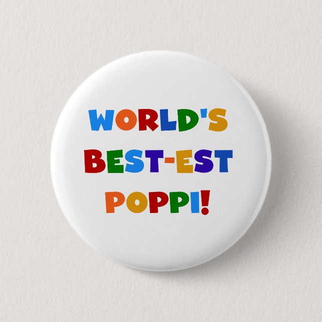 World's Best-est Poppi Bright Colours Gifts 2 Inch Round Button (Front)
