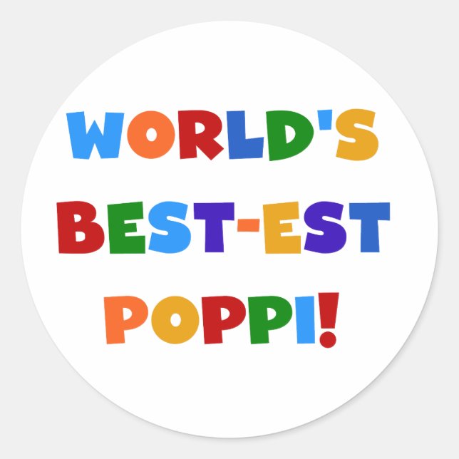 World's Best-est Poppi Bright Colours Gifts Classic Round Sticker (Front)