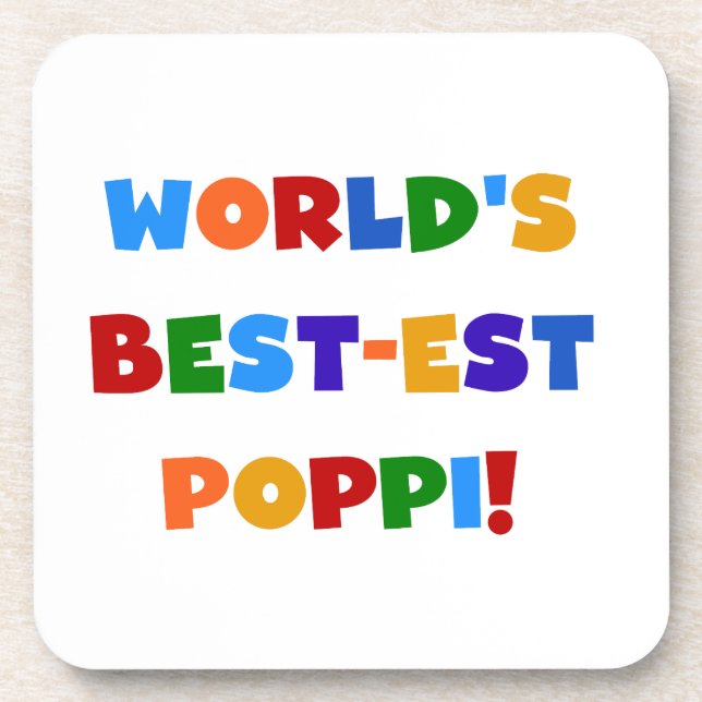 World's Best-est Poppi Bright Colours Gifts Coaster (Front)