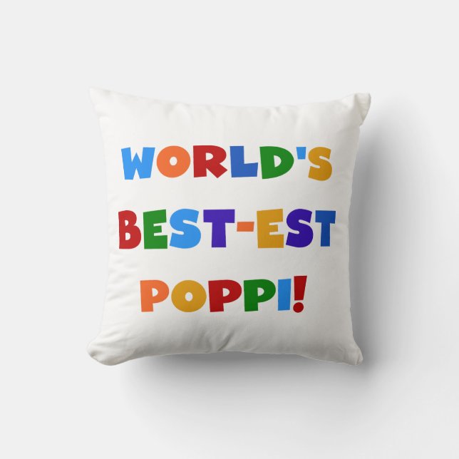 World's Best-est Poppi Bright Colours Gifts Throw Pillow (Front)
