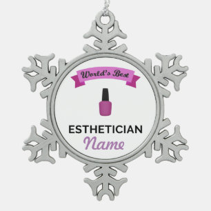 World's best esthetician snowflake pewter christmas ornament