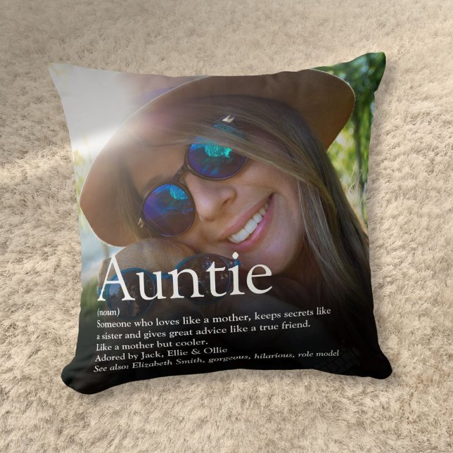 World's Best Ever Aunt Auntie Definition Photo Throw Pillow (World's Best Ever Aunt Auntie Definition Photo Throw Pillow)