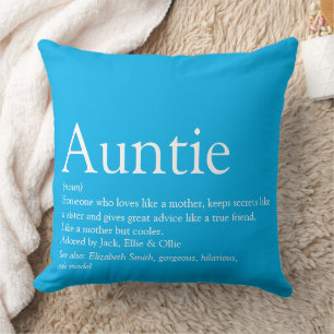 World's Best Ever Aunt Auntie Definition Sky Blue Throw Pillow