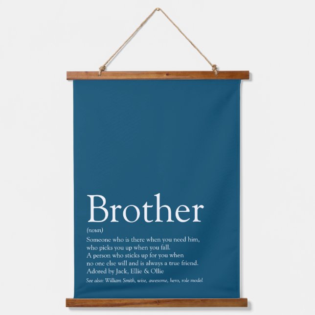 World's Best Ever Brother Definition Blue Hanging Tapestry (Front)