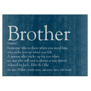 World's Best Ever Brother Definition Fun Blue Cutting Board