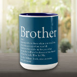 World's Best Ever Brother Definition Fun Blue Two-Tone Coffee Mug<br><div class="desc">Personalize for your special brother (big or small) to create a unique gift. A perfect way to show him how amazing he is every day. You can even customize the background to their favourite colour. Designed by Thisisnotme©</div>