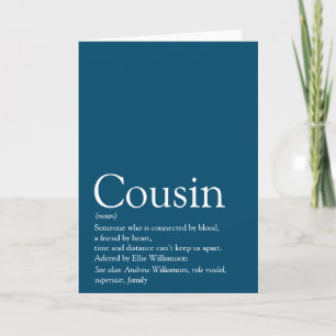World's Best Ever Cousin Definition Blue Card