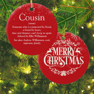 World's Best Ever Cousin Definition Snowflakes Ceramic Ornament