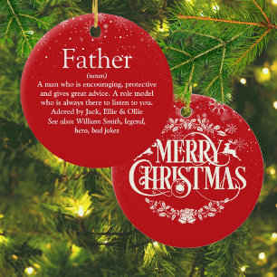 World's Best Ever Dad, Daddy, Father Definition Ceramic Ornament