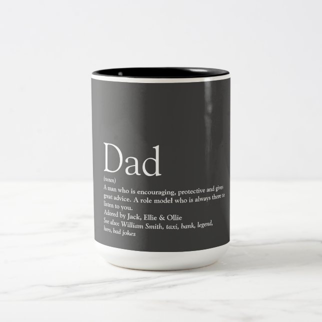 World's Best Ever Dad Daddy Father Definition Two-Tone Coffee Mug (Center)