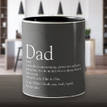 World's Best Ever Dad, Daddy, Father Definition Two-Tone Coffee Mug<br><div class="desc">Personalize for your special dad, daddy or father to create a unique gift for Father's day, birthdays, Christmas or any day you want to show how much he means to you. A perfect way to show him how amazing he is every day. You can even customize the background to their...</div>