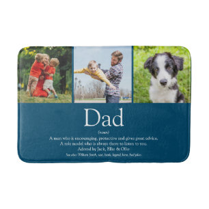 World's Best Ever Dad Father Definition Photo Blue Bath Mat