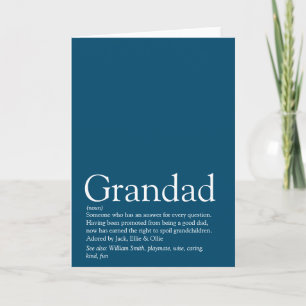 Worlds Best Ever Grandpa Grandad Papa Definition Card