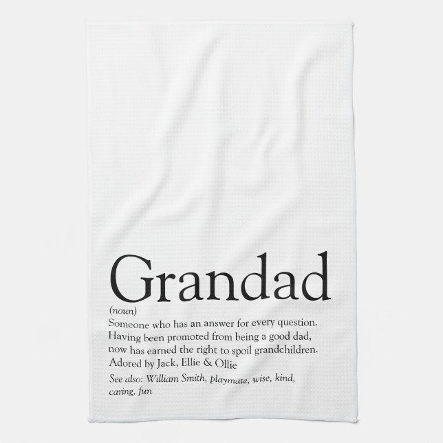 Worlds Best Ever Grandpa, Grandad, Papa Definition Kitchen Towel (Vertical)