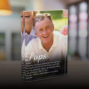 Worlds Best Ever Grandpa, Grandad, Papa Definition Photo Block