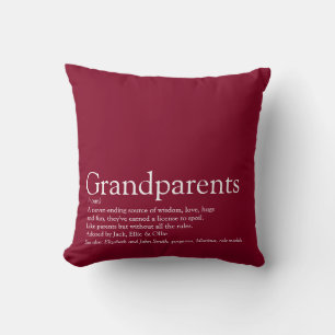 World's Best Ever Grandparents Definition Burgundy Throw Pillow