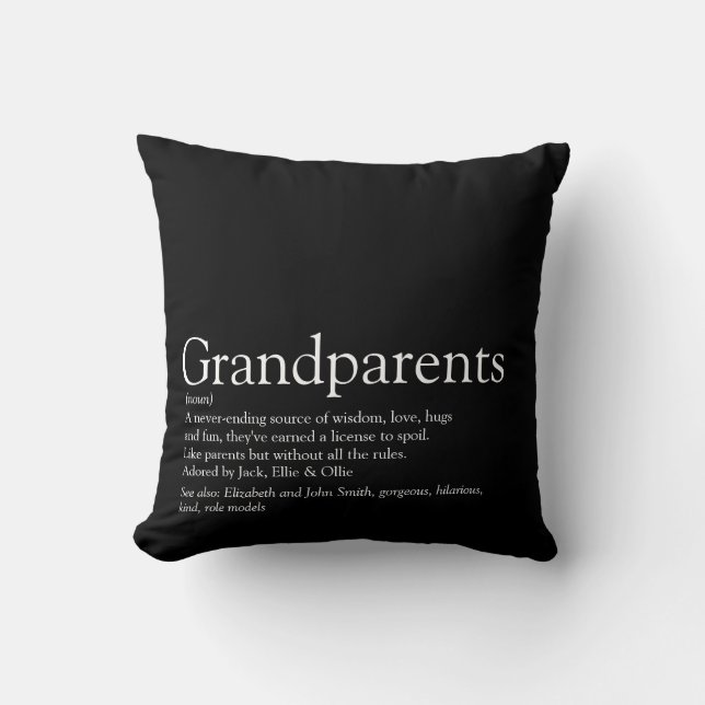 World's Best Ever Grandparents Definition Throw Pillow (Front)