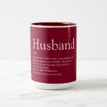 World's Best Ever Husband Definition Burgundy Two-Tone Coffee Mug<br><div class="desc">Personalize for your special husband to create a unique gift for birthdays, anniversaries, weddings, Christmas or any day you want to show how much he means to you. A perfect way to show him how amazing he is every day. You can even customize the background to their favourite colour. Designed...</div>