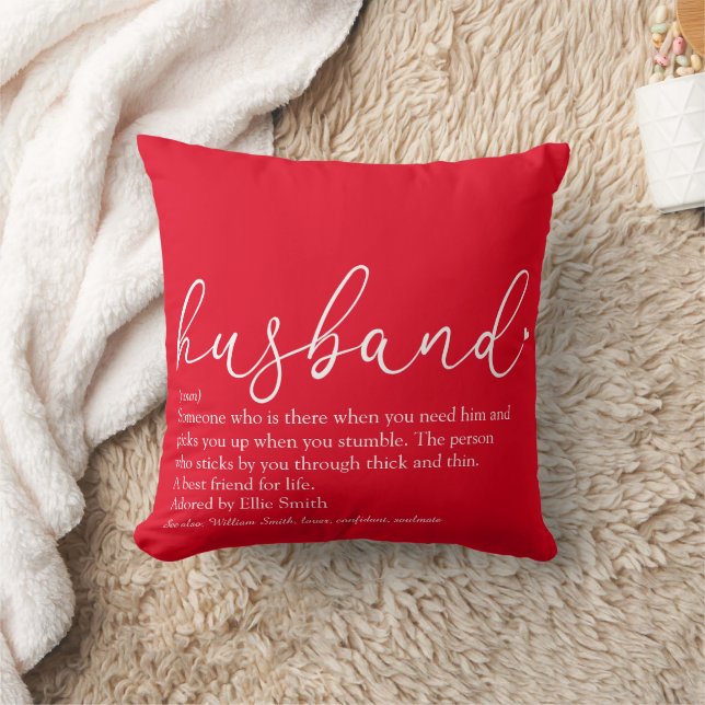 World's Best Ever Husband Definition Red Throw Pillow (Blanket)