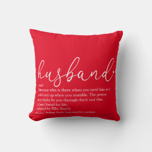 World's Best Ever Husband Definition Script Red Throw Pillow