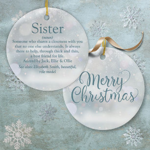 World's Best Ever Sister Definition Christmas Ceramic Ornament