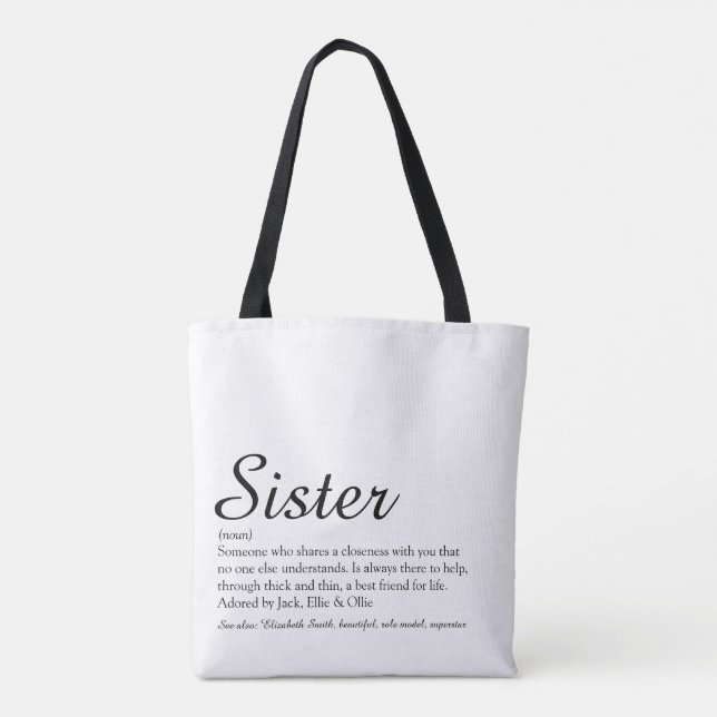 World's Best Ever Sister Definition Script Tote Bag (Back)