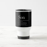 World's Best Ever Son Definition Black and White Travel Mug<br><div class="desc">Personalise for your special son or hijo to create a unique gift. A perfect way to show him how amazing he is every day. Designed by Thisisnotme©</div>