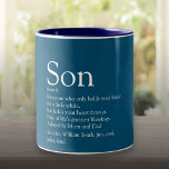 World's Best Ever Son Definition Modern Blue Fun Two-Tone Coffee Mug<br><div class="desc">Personalise for your special son or hijo to create a unique gift. A perfect way to show him how amazing he is every day. Designed by Thisisnotme©</div>