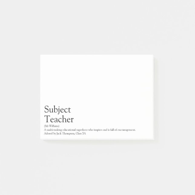 World's Best Ever Teacher Definition Post-it Notes (Front)