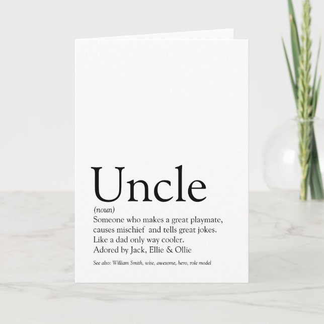 World's Best Ever Uncle Funcle Definition Card (Front)