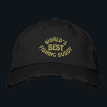 Worlds Best Fishing Buddy Embroidered Hat<br><div class="desc">Worlds Best Golfing Buddy Baseball Cap. Unique,  funny and cool hat with "WORLD'S BEST FISHING BUDDY" text. Fun and original birthday present for the perfect fishing partner,  cute husband's birthday or Father's day present for the worlds greatest and best dad,  or a great Christmas gift.</div>