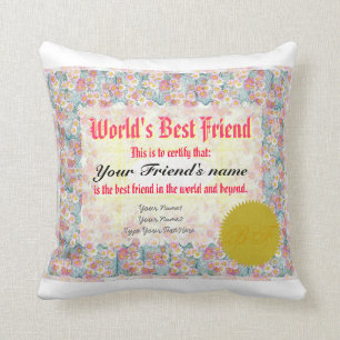 World's Best Friend Certificate Throw Pillow