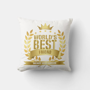 World's Best Friend Gold Fun Throw Pillow