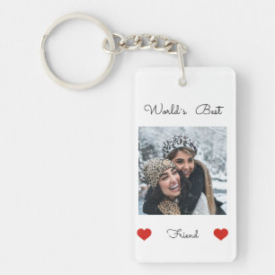 World's best Friend I heart photo text template Keychain