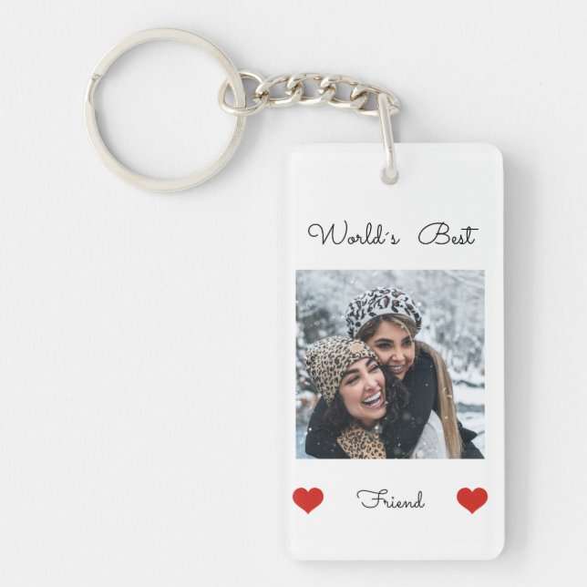 World's best Friend I heart photo text template Keychain (Front)