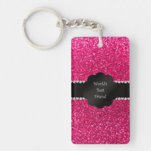 World's best friend pink glitter keychain