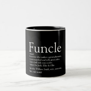 World's Best Funcle Uncle Modern Definition Black Two-Tone Coffee Mug