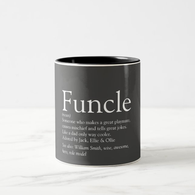 World's Best Funcle Uncle Modern Definition Grey Two-Tone Coffee Mug (Center)