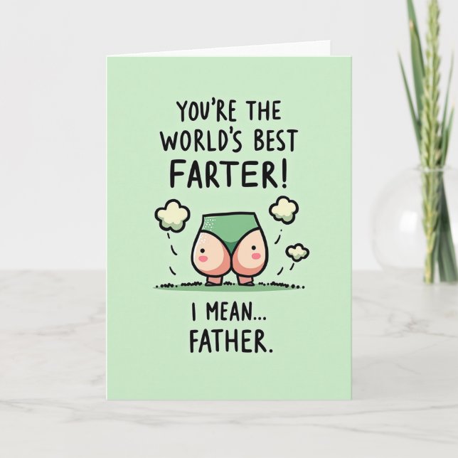 Worlds Best Funny Fathers Day Card (Front)