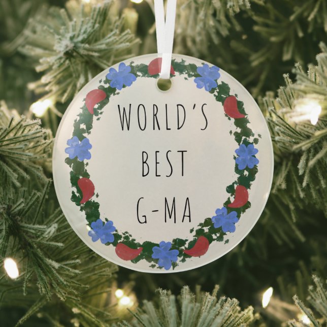 World's Best G-Ma Holiday gift Glass Ornament (Insitu)
