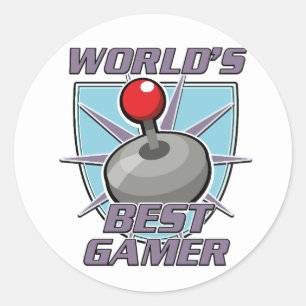 World's best gamer retro logo classic round sticker