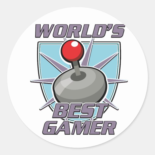 World's best gamer retro logo classic round sticker (Front)